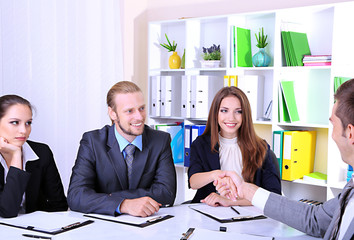 Job applicants having interview