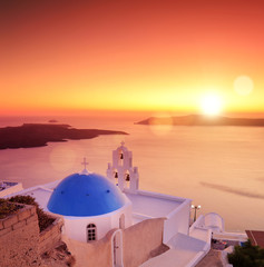 Obraz premium View of a dome of the St. Spirou in Firostefani on Santorini