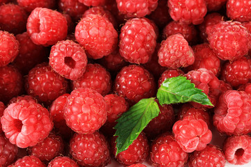 Ripe sweet raspberries, close up