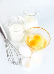 Ingredients for dough isolated on white