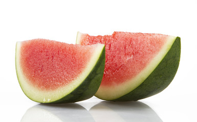 Sweet watermelon slices isolated on white