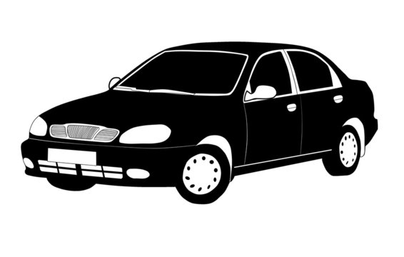 Cartoon silhouette of a car - vector illustration.