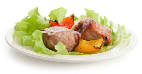 Shashlik on the plate