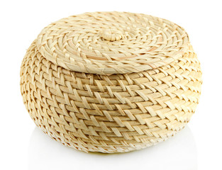 Fototapeta na wymiar Wicker basket with cover, isolated on white