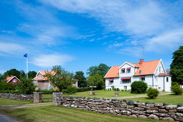 Wohnhäuser in einem Dorf auf der Insel Öland, Schweden