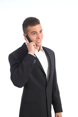 Elegant young businessman on the phone