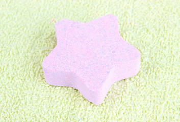 Sea salt for bathing, on color towel background