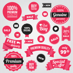 Vector Stylish Labels Badges Stickers and Ribbons