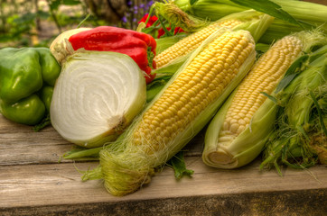 Ingredients for making corn salsa