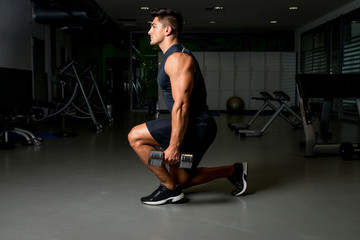 Obraz na płótnie Canvas man workout posture body building exercises weight training