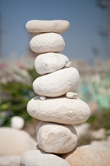 Fototapeta na wymiar Stack of white stones. Pile of stones