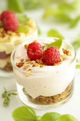 fresh yogurt with fruits and granola