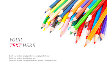 Colored sharp pencils & text
