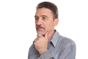 Close-up of a  man thinking and looking away
