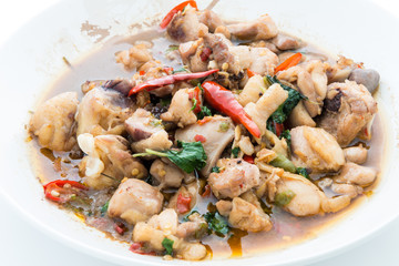 Stir Fried Chicken with Holy Basil , Thai Spicy Food