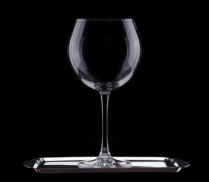 empty wine glass in black background