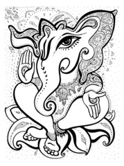 Ganesha Hand drawn illustration.