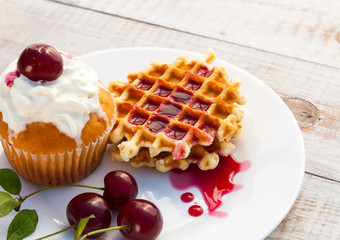 Cakes with cherry