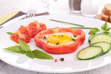 fried egg on bell pepper