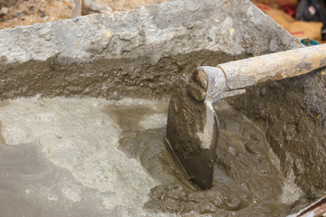 a plasterer concrete worker at floor work