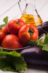 Fresh vegetables on wooden table