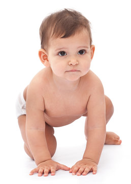 11 Monthes Baby Isolated On A White Background.