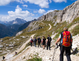 Wanderer in den Dolomiten - Alpen