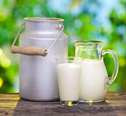 Milk in various dishes.