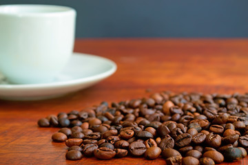 coffee beans and cup