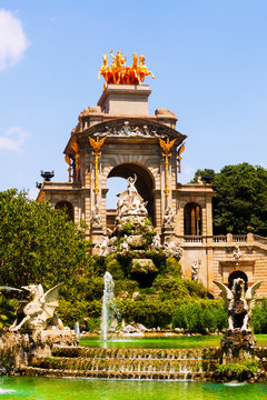 Cascada fountain in Barcelona in sunny day