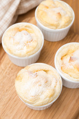 peach souffle in the portioned form, top view