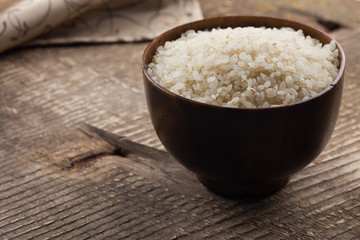 Rice in ceramic bowl