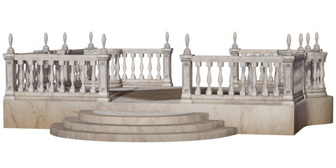 antique terrace isolated on white background