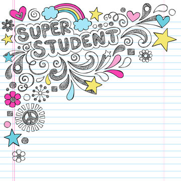 Super Student Back to School Doodles Vector Illustration