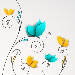 Cinq fleurs en papier abstraites