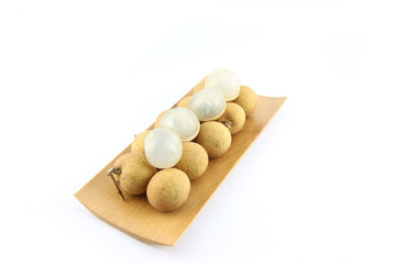Longan of fruit in the Bamboo dish.