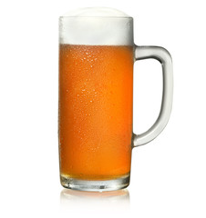 beer glass fresh beer with photoshop path isolated