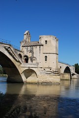 Fototapeta na wymiar Saint Benezet bridge on Rhone river, Avignon, Provence, France