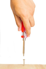 hand holding screw driver