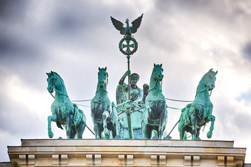 Fototapeta na wymiar The Brandenburg Gate statue in Berlin