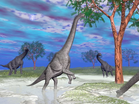 Brachiosaurus dinosaur eating - 3D render