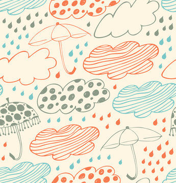 Bright rainy seamless background