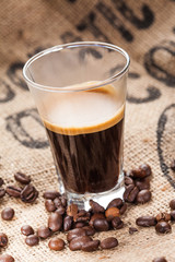 Hot coffee in glass