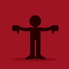 Figure silhouette with two thumbs down