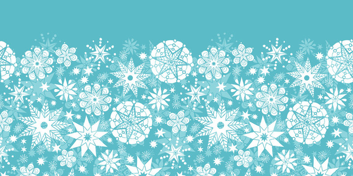 Vector Decorative Snowflake Frost Horizontal Seamless Pattern