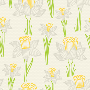 Seamless pattern with narcissus