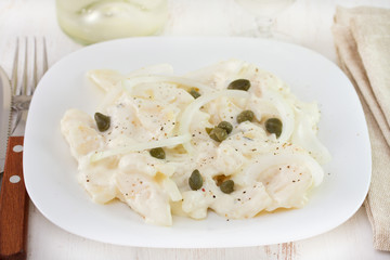 potato salad on white plate