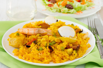 paella in white plate