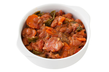 feijoada in white bowl