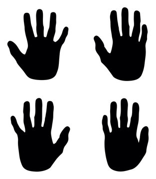 a set of black abstract hand silhouettes